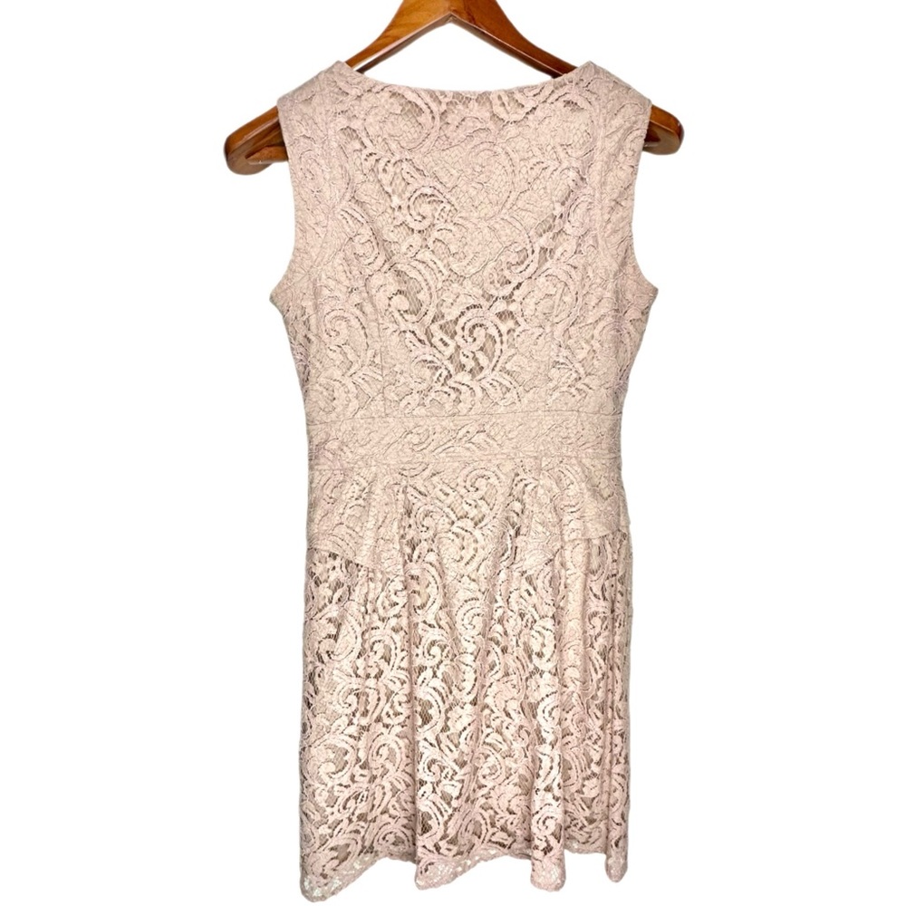 Adrianna Papell Lace Cocktail Dress Blush Beige Romantic Coquette Sleeveless 6 - Picture 3 of 16